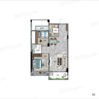 锦湖苑66㎡户型 2室2厅1卫1厨