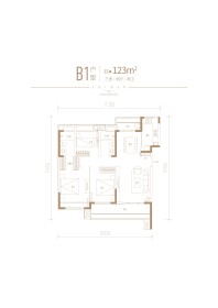 B1户型 123㎡三室两厅两卫