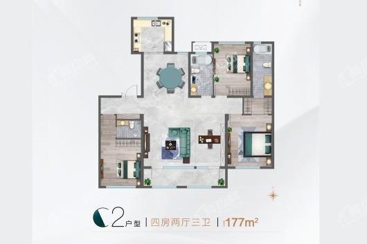 金能·珠山壹号C2-177平4室2厅3卫 4室2厅3卫1厨