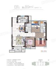 碧桂园西湖印象89㎡两室两厅两卫 3室2厅2卫1厨