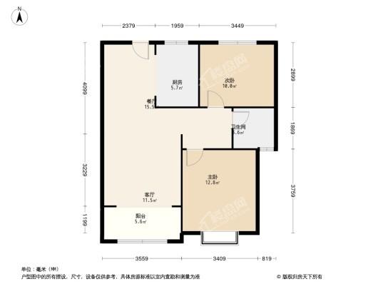 东胜·紫御宏著2居室户型图