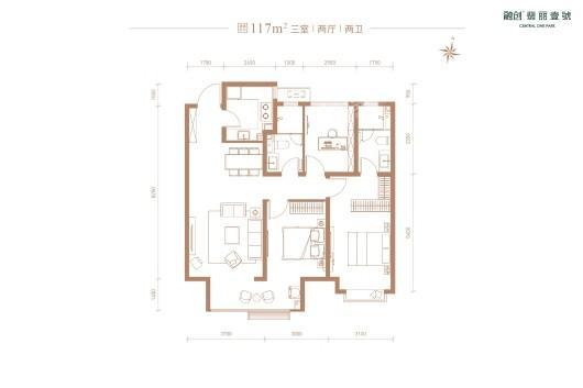 融创·翡丽壹號117㎡户型 3室2厅2卫1厨