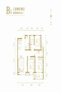 柳泉悦府122.2㎡三室两厅两卫户型 3室2厅2卫1厨