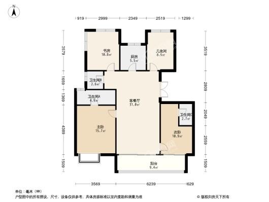 吟彩芳菲之城4居室户型图