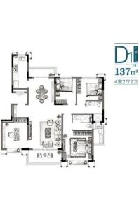 安吉恒大林溪竹语D1户型 4室2厅2卫1厨