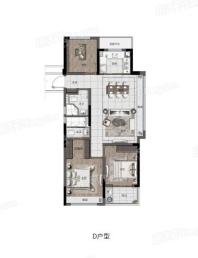 新希望锦畔云汀D户型 3室2厅2卫1厨