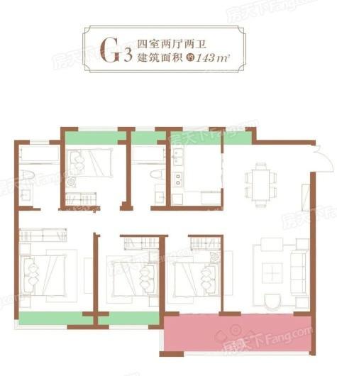 长江·天宸G3户型 4室2厅2卫1厨