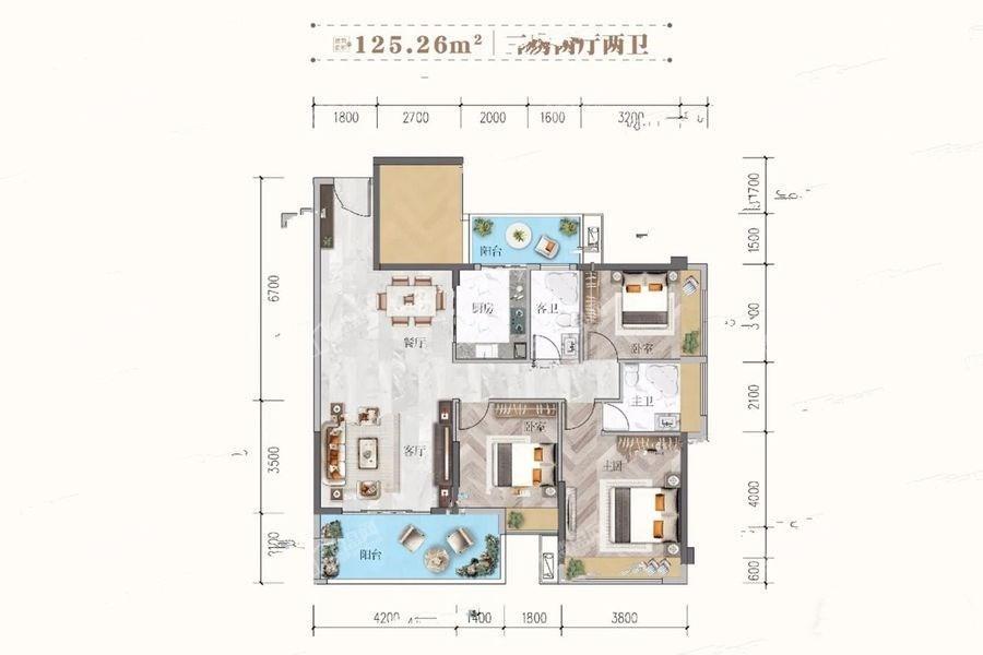 04户型3室2厅2卫125平