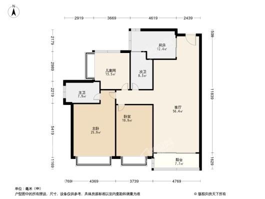 龙光玖悦台3居室户型图