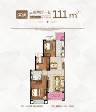 郑东恒大滨河悦府111㎡户型 3室2厅1卫1厨