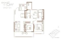 中海·云樾里·鐏樾115平A户型 3室2厅2卫1厨