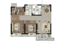 龙宸铭著86平米户型 3室2厅1卫1厨
