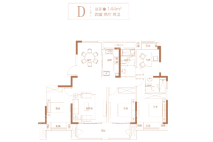金地·珑悦湾D-144平户型 4室2厅2卫1厨