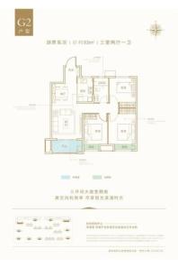 新滨湖孔雀城高层G2户型93㎡ 3室2厅1卫1厨