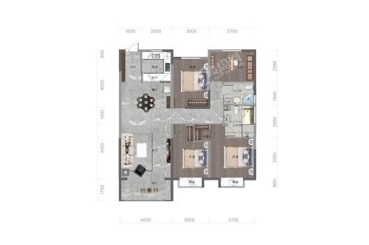 天和悦江山138平户型 4室2厅2卫1厨