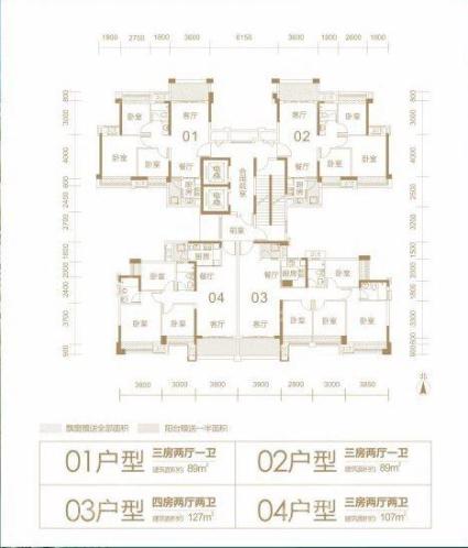 心悦湾1/2栋3-23层楼层平面图