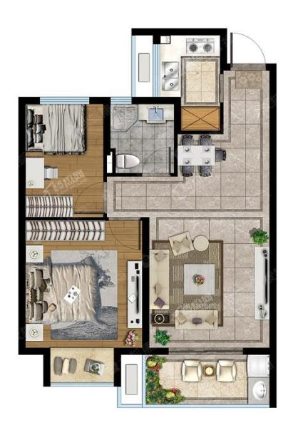 2#楼中间套 建面约75㎡ A户型