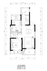 玉澜花园平层G1户型87㎡ 3室2厅2卫1厨