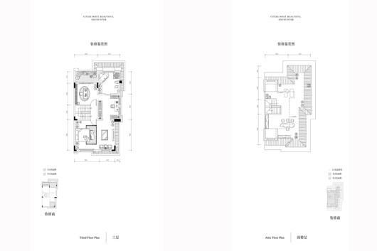 重庆金茂墅联排端户-3室2厅3卫-套内约331㎡-三层和各楼层 3室2厅3卫1厨