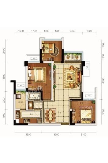 建面约86.41平 3室2厅1卫1厨