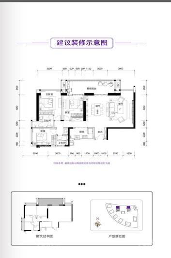 华熙LIVE023F户型 3室2厅2卫， 建筑面积约134.98平米