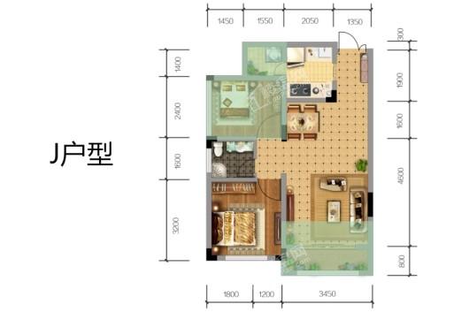 桐梓·兴茂国际旅游度假区J户型 2室2厅1卫1厨