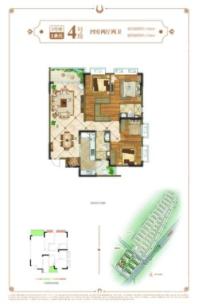 恒大御府南地块3#1单元4号房户型 4室2厅2卫1厨