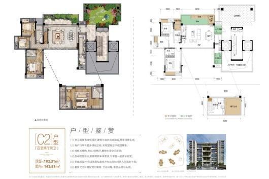 龙兴 · 国际生态新城森林洋房C2户型 4室2厅2卫1厨