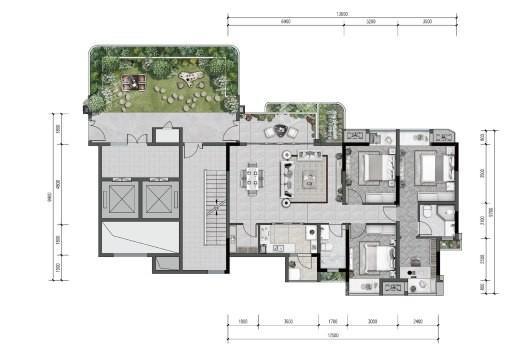龙兴·国际生态新城洋房套内104平建面132 4室2厅2卫1厨