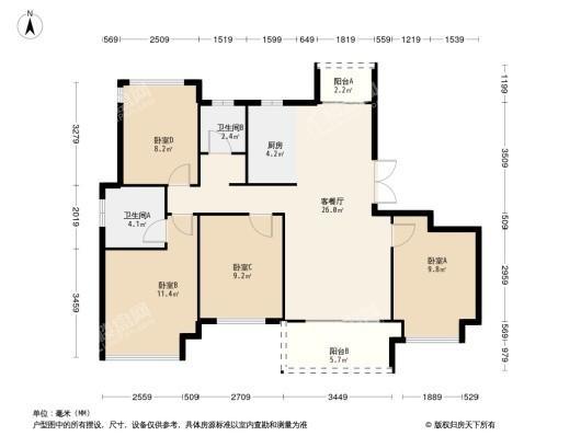 龙湖昱湖壹号4居室户型图