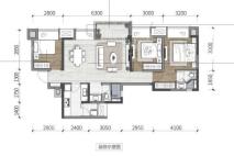 东原·映阅A-02户型建面约99平 3室2厅2卫1厨