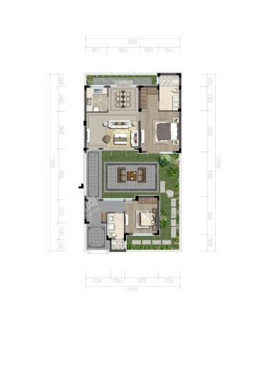 重庆桃李春风S1户型一层（90方南入） 2室2厅2卫1厨