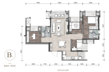 龙湖嘉天下揽城阔景高层B户型 4室2厅2卫 建面约101平米