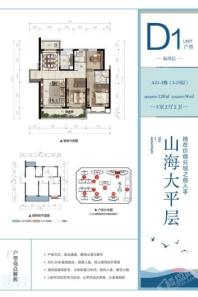 昆明融创文旅城山海大平层D1户型 3室2厅2卫1厨