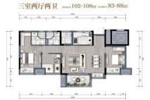 万科·四季都会三室两厅两卫 3室2厅2卫1厨