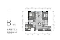 万科翡翠都会B户型 3室2厅2卫1厨