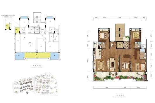 北大资源紫境府D'-3 大院叠墅中叠 4室2厅3卫 建面约186.96