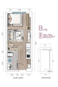 红馆IN20B 户型 1室1厅1卫1厨