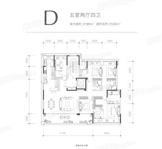 壹江郡D户型 5室2厅4卫1厨