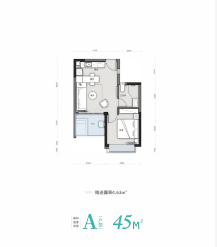 森林温泉洋房45㎡户型图（二期）