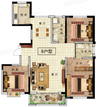 瑞岭馨苑B户型 3室2厅2卫1厨