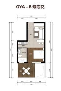 荣盛·金盆湾酒店式公寓47㎡户型 1室1厅1卫1厨