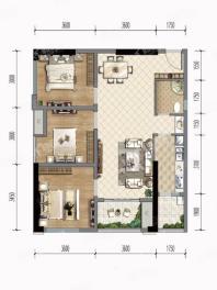 A户型 2室2厅1卫 建面约97.24㎡