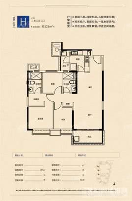 建筑面积121平方米9#10#11#H户型