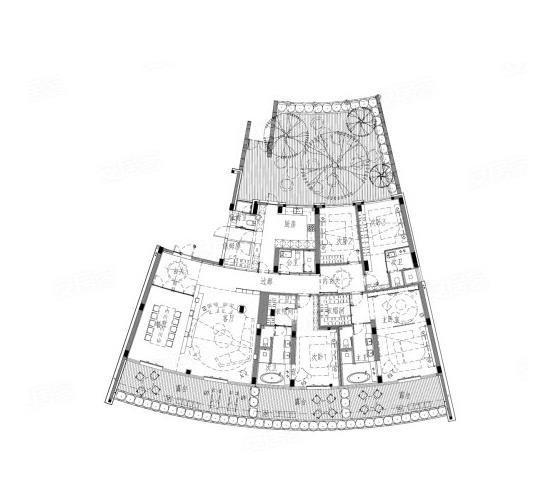 A5-103套内304户型 4室2厅4卫 建面约343.00平米