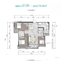 3室2厅2卫 建面约94.00平米