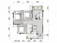 D户型， 3室2厅1卫1厨， 建筑面积约93.00平米