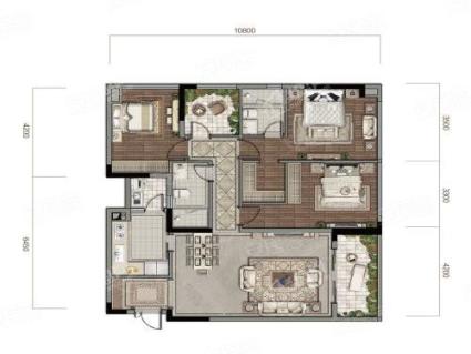 D户型， 3室2厅2卫1厨， 建筑面积约128.60平米