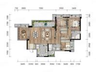 二期套内110㎡A1户型， 4室2厅2卫1厨， 建筑面积约133.00平米
