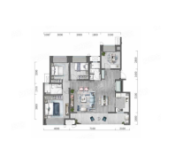 4室2厅2卫1厨， 建筑面积约128.00平米